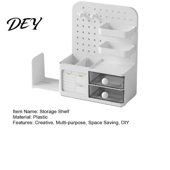 Customizable Desk Layout Perforated Board Storage Rack, Wall Mount Shelf for Office Stationery Bin Supplies Book, Multi-Functional Desktop Organizer