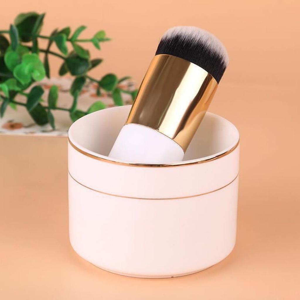 Pinceau Champignon Compact Sans Traces pour Fond de Teint & BB Crème pour Débutants - Têtes Rondes & Plates, Design Portable, Absorption Minimale du Produit.