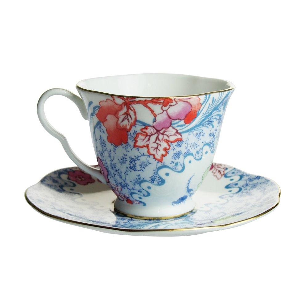 Wedgwood Butterfly Bloom Teacup Blue Pink & Saucer, & [Used]
