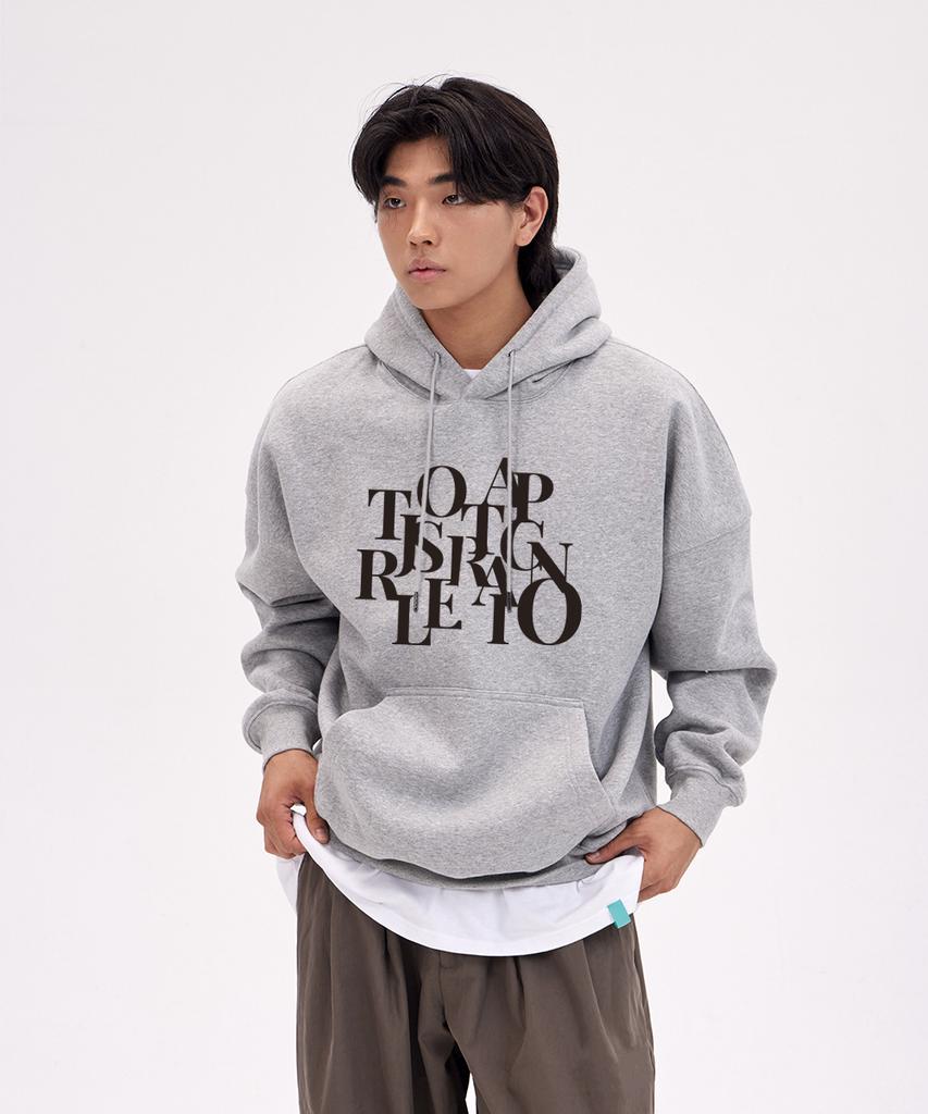 Big Logo Oversized Wide Shoulder Hoodie_Melange