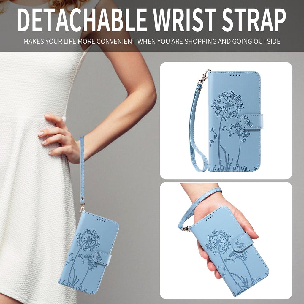 For Motorola Moto G56 5G Leather Wallet Case with Strap Dandelion Imprint Phone Stand Cover