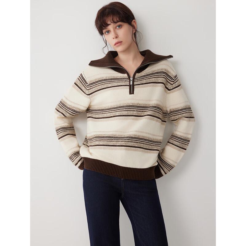 ELLE Women's Retro Striped Knitted Sweater
