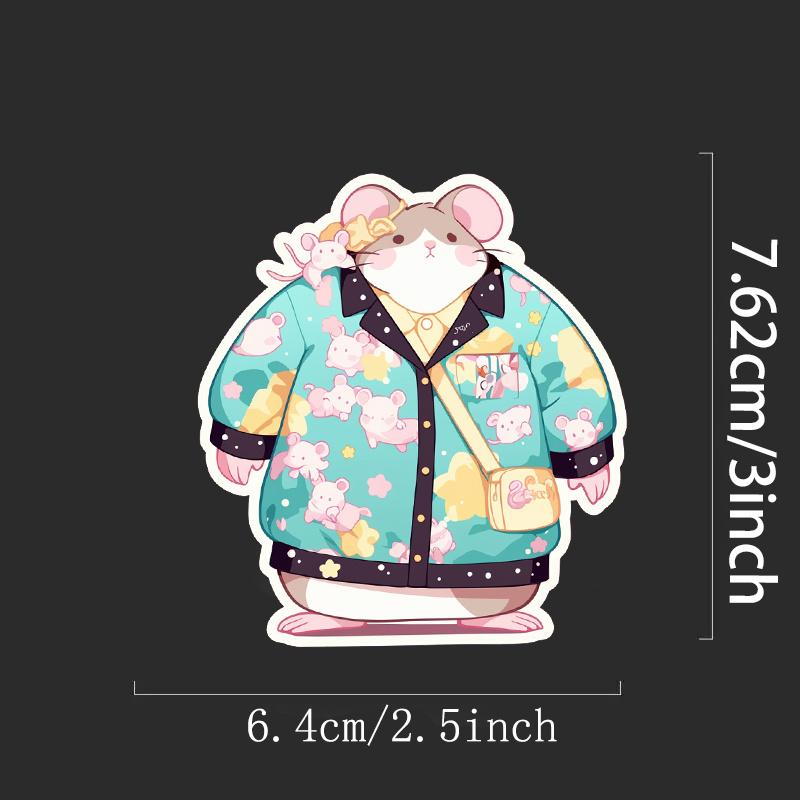 Mouse Wearing Floral Coat Sticker Durable for Laptop, Car, Luggage, Skateboard & More - Perfect for Teens, Adults, Creative Decor & Gifting