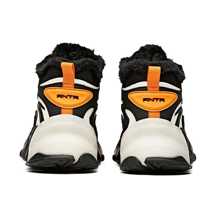 Anta Pulse Fabric Synthetic Leather Shock Absorbing Non-Slip Wear-Resistant Warm High-Top Casual Shoes Men Casual Shoes Black White 912048910-3