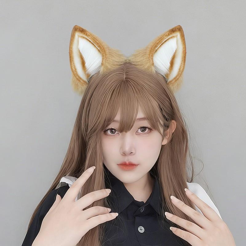 Handmade Plush Shiba Inu Dog Ears Headband Tail Set Cosplay Anime Convention Costume Accessory