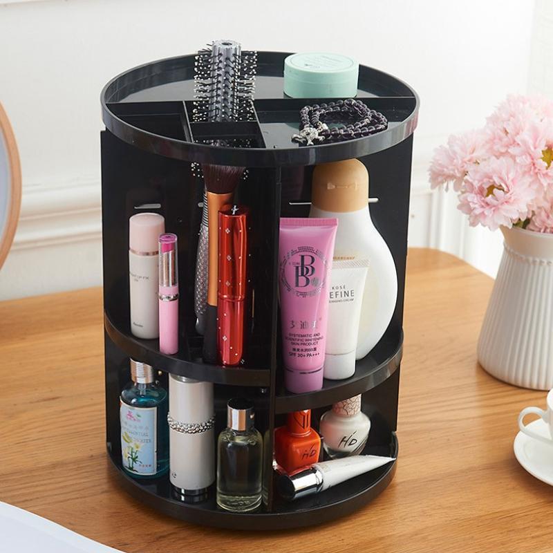 Rotating Cosmetic Organizer 360 Degree Makeup Display Cosmetic Spinning Holder for Lipstick Black