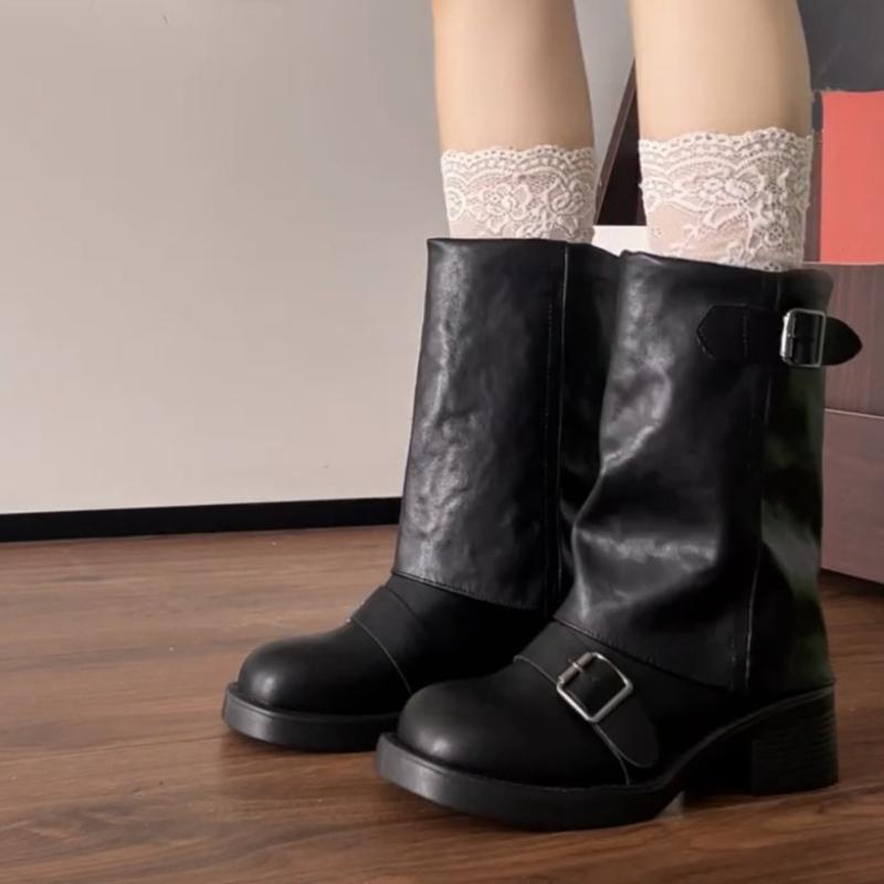 Stivaletti alla Caviglia da Donna Vintage Moda Fibbia Cinturino Scarpe Slip On Femminili Tacco Grosso Stivaletti Corti Zapatos De Mujer cm marrone