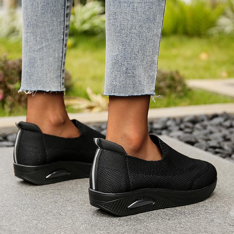 Summer Womens Platform Knitted Sneakers Comfy Breathable Mesh Flats Loafers Woman Air Cushion Sports Shoes For Women