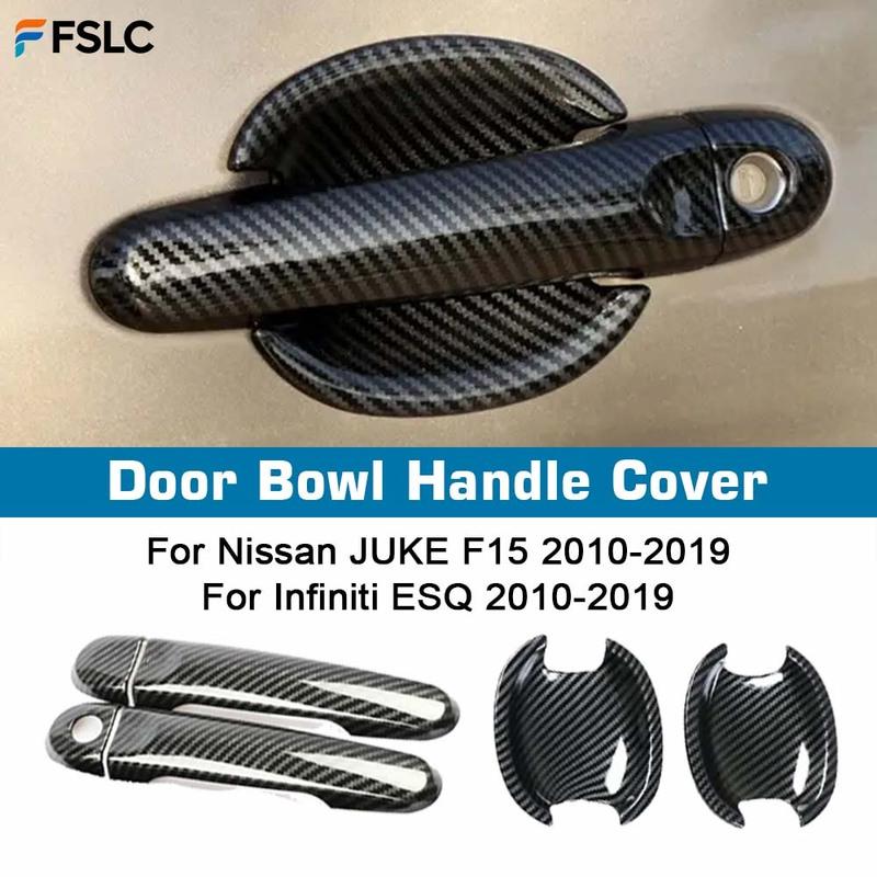 Door Handle Covers For Infiniti ESQ Nissan JUKE F15 2010- Chrome Carbon Fiber Accessories Stickers Car Styling Car Decal