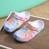 Summer Men's & Women's Sandals Tie-Dye Pattern Clogs Slip On Lightweight Two-Way Wear Garden Clogs Non-Slip Beach Slides