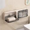 Glacier Pattern Wall-Mounted Double-Layer Soap Holder: Punch-Free Bathroom Storage Box