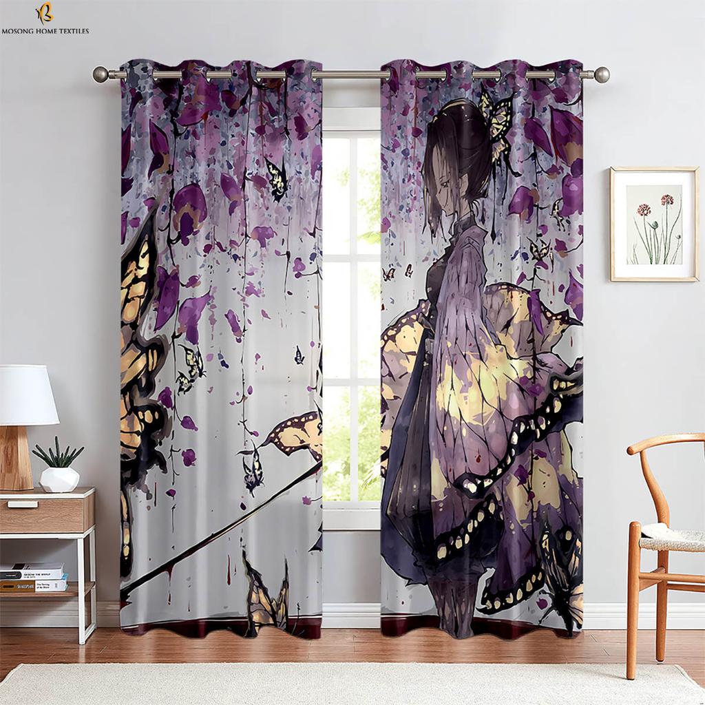 Anime Cartoon Printed Curtains Pink Japanese Curtains Suitable For Bedroom Living Room Kitchen Children's Room Curtains Window