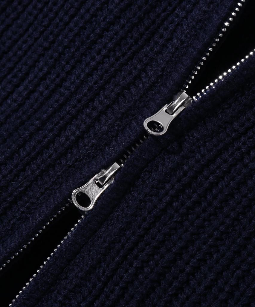 TRILLION Washable Hairy Brush Track Zip-Up Knit (Navy)