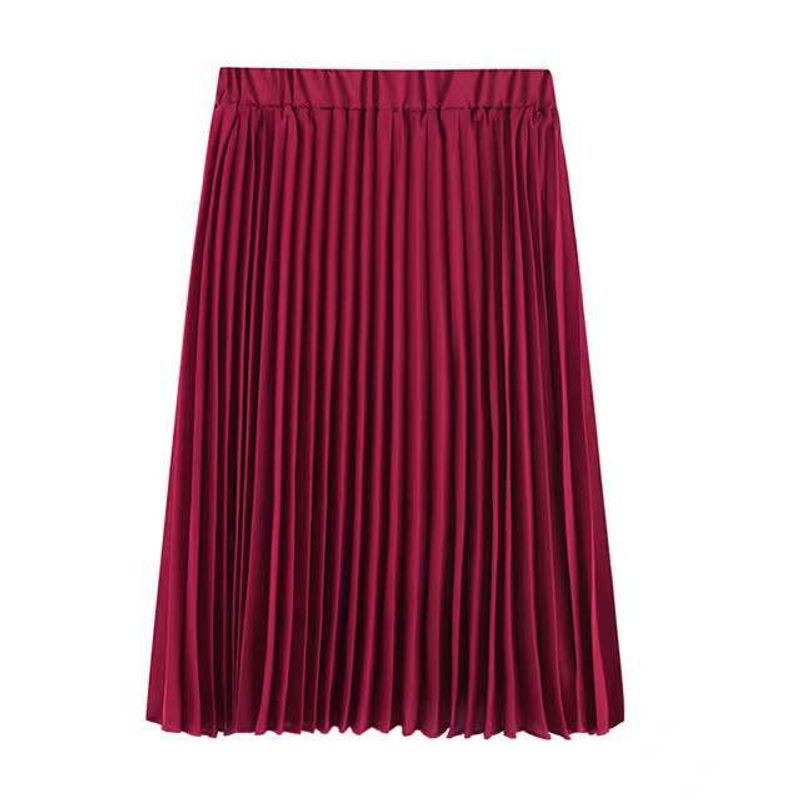 Solid Color Elastic Waist Half Length Skirt Solid Elastic Waist Skirt