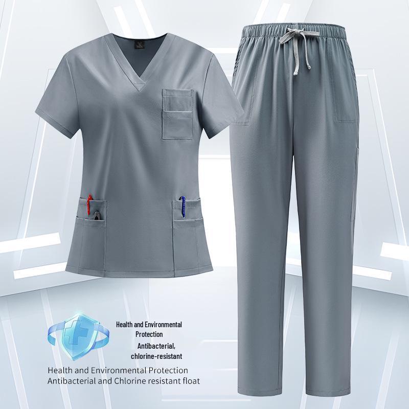 Unisex Quick-Dry Short-Sleeve Scrub Suit for Medical and Veterinary Professionals