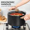 Nonstick Stock Pot 5 Quart Granite Large Soup Pot Pasta Cooking Pot with Glass Cover Induction Pots Kitchen Cookware Black