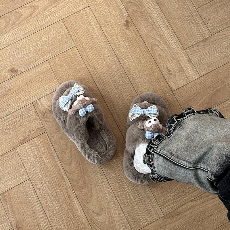 Allsidige tegneserieanimasjonsmelk Huhu Mao Baotou slepe damesko sesongmote avslappet stil komfortable hjemmesko