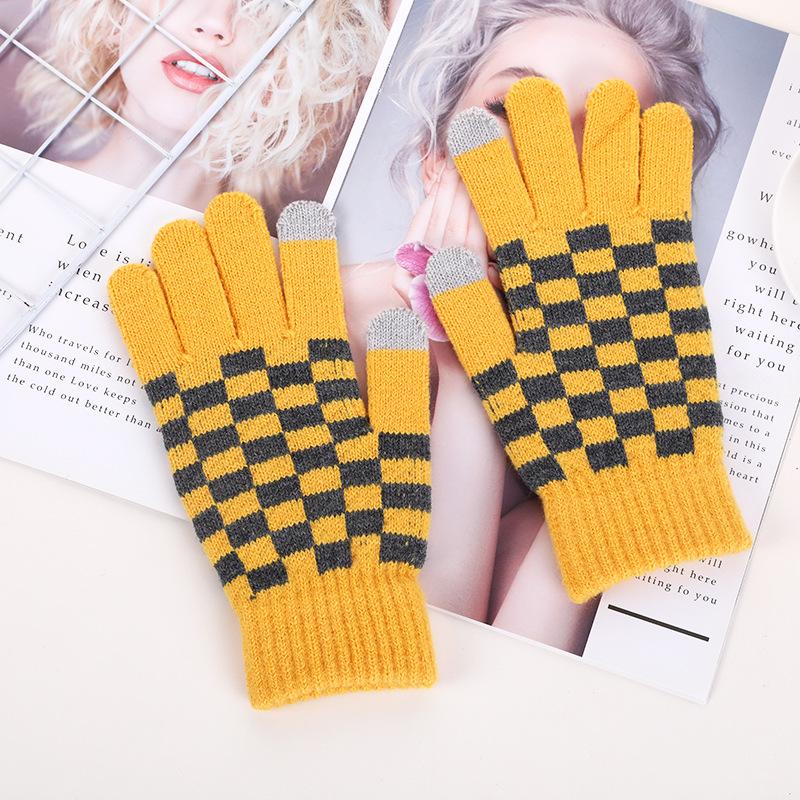 New Touch Screen Women's Winter Inner Cashmere Touch Screen Students Writing, Driving, Playing Mobile Games and Plush Gloves