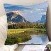 "Nature's Wonders Throw Pillow Covers - Mountain, Waterfall & Sunset Scenic Cushion Cases"