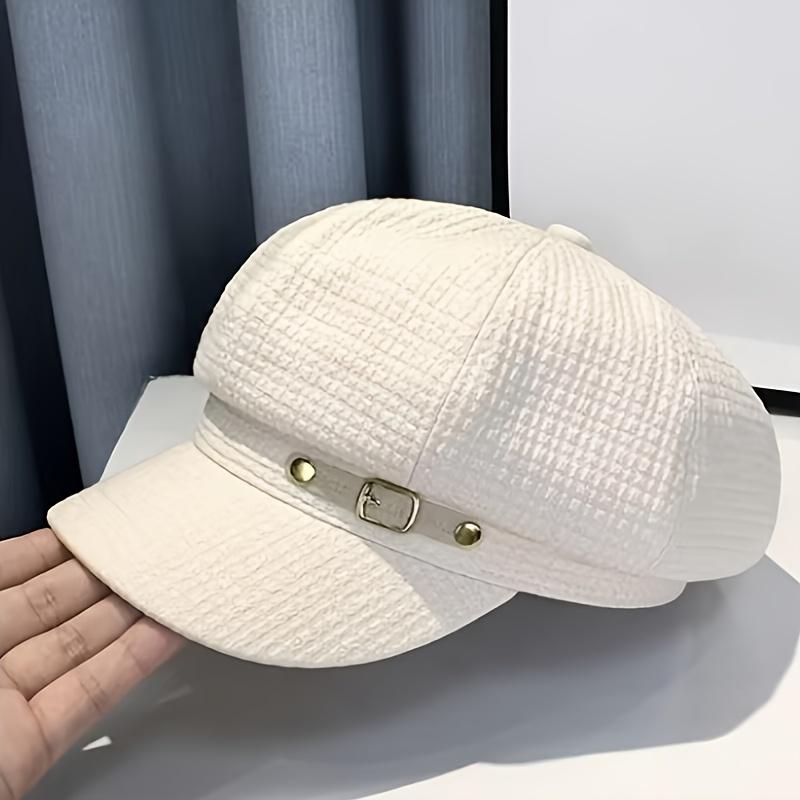 1PC Retro Plaid Octagonal Hat Women's, British Beret, Painter Hat, Trimming and Looking Thin, Spring and Autumn