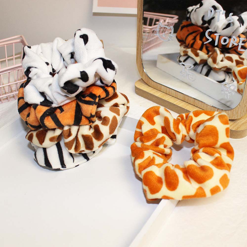 

Аксессуары для резинок Резинки для волос с изображением жирафа, леопарда, коровы, тигра, бархатные резинки для волос, держатели для хвостиков, резинки