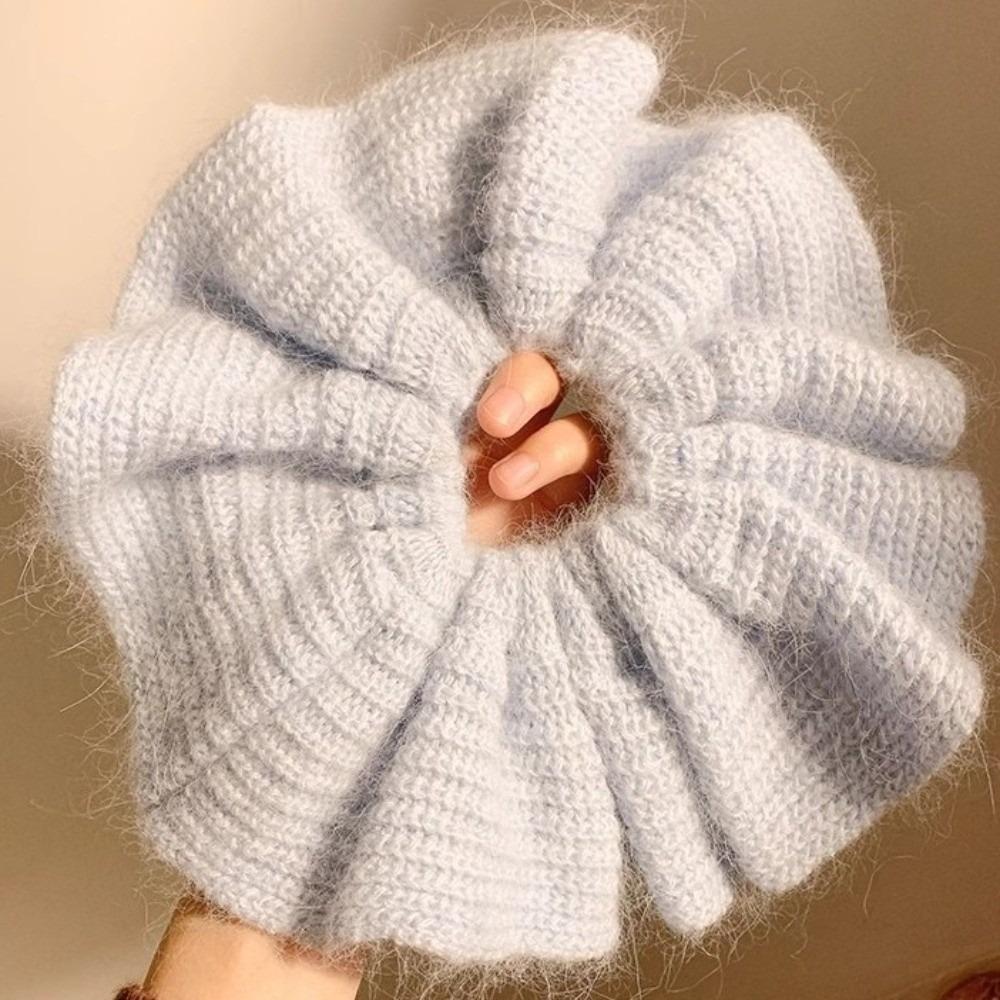 

Knit Plush Hair Scrunchies Retro Hair Bun Knitted Hairpiece Temperament синій