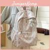 Little Bear Floral Print Youthful Nylon Student Backpack With Breathable Design For Daily Use