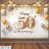 2D White Gold 50th Wedding Anniversary Backdrop Party Background Cloth