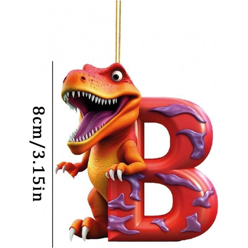 1ks vánoční dinosauří ozdoby 26 písmen kreslený přívěsek 2D plochý akrylový materiál dinosauří figurky závěsná vánoční párty dekorace, ideální pro domácnost