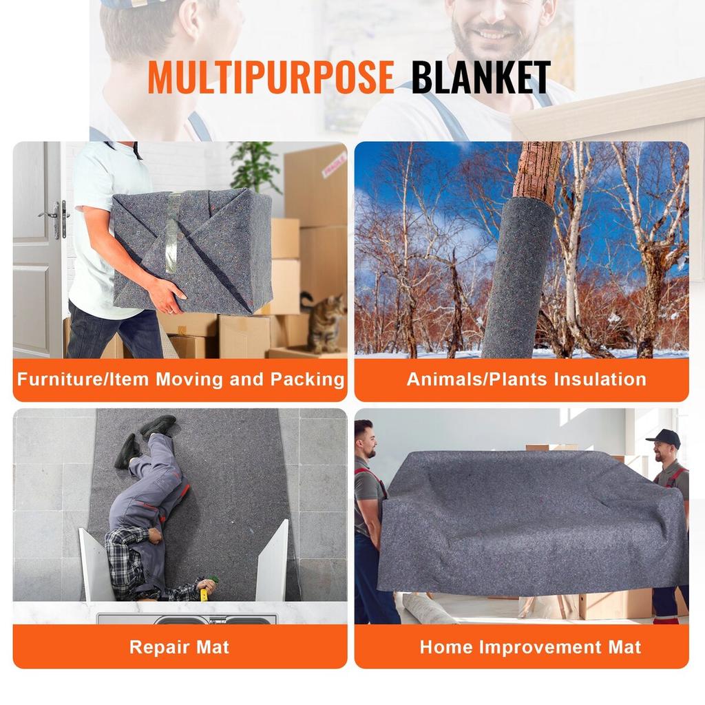 Moving Blankets, 72" x 54", 21 lbs/dz Weight, 12 Packs, Professional Recycled Cotton Packing Blanket, Large Heavy Duty Shipping Mover Pads Perfect for