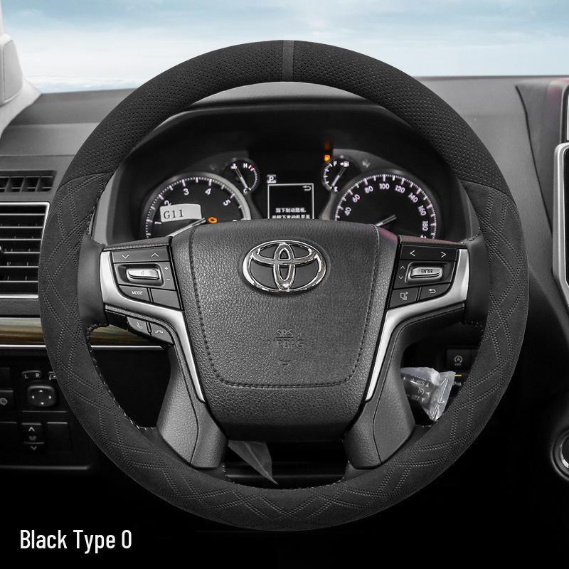 Suede Steering Wheel Cover for Toyota Prado, Camry (6th & 7th Gen), Reiz, Land Cruiser, and Land Cruiser Prado