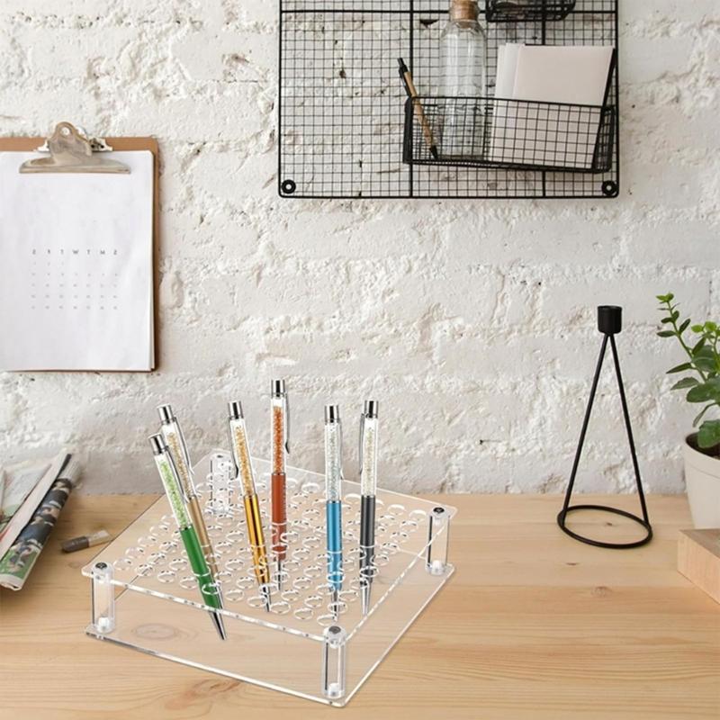 Heavy Duty Acrylic Brush Holder With 100 Slots Compact Spacing Designs For Paint Tools Secure Storage And Easy Access