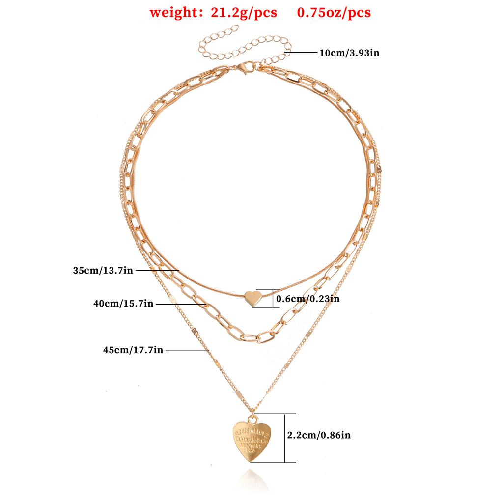 Valentine's Day engraved 111 letters love pendant necklace trendy multi-layer ins style necklace