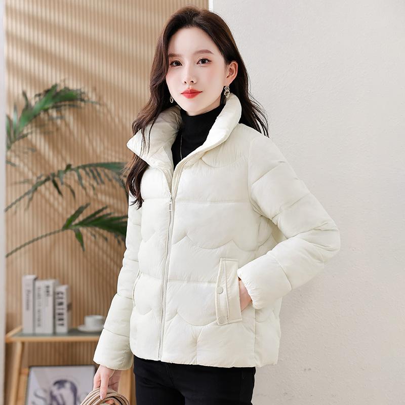 Short Down Jacket Women's Winter Vertical Collar Solid Color Jacket Warm Coat