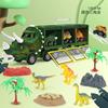 Dinosaur Transporter Animal Model Set, Portable Storage Container Truck Pull Back Dinosaur Car Toy