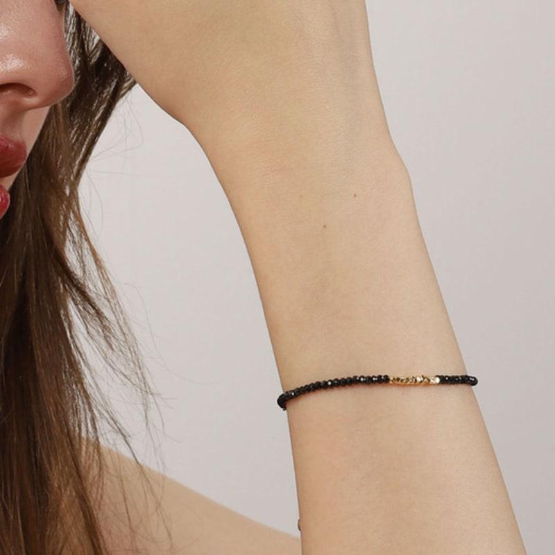 Ozel Silver925 Black Spinel Bead Bracelet PS007-1B