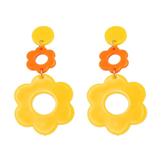 Lightweight Earrings for Sensitive Ears 1 Pair Flower Women, Acrylic Floral Drop Dangle Earrings, Boho Hollow Spring Summer Big Statement Jewelry