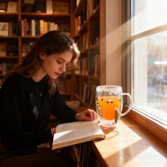 Double-Wall Glass Mug 350ml Heat-Resistant Flower Coffee Tea Cup Insulated Cup for Hot Cold