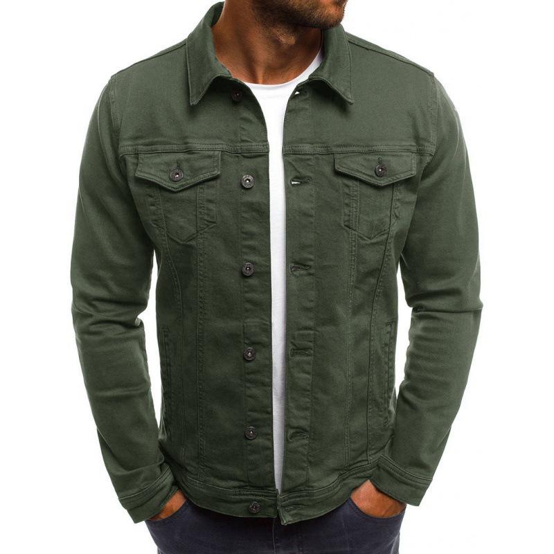 Men's European Denim Jacket: Slim Fit, Solid Color, Thick for Spring To Winter.