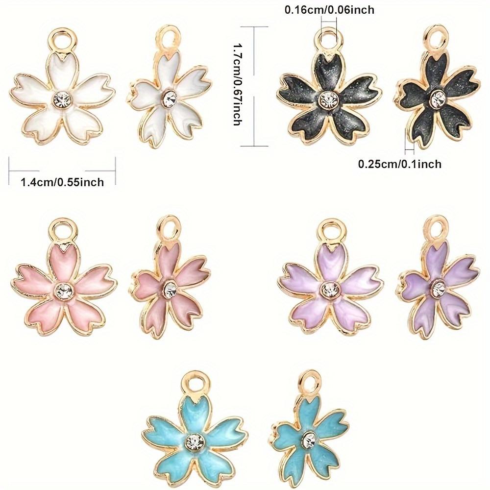 10/20/30 Pieces of Alloy Cherry Blossom Pendant, Cute Small Flower Jewelry Making Kit, Bracelet Necklace, Earring, Keychain, DIY Handicraft Making