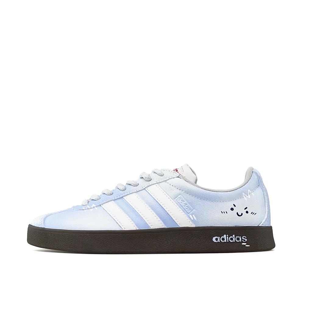 Adidas VL COURT 2.0 Cloud Edge Milk Blue, Special Shopping Bag Lightweight Low top Skateboard Shoes Unisex White Blue JS3003(Team920-BOX2)