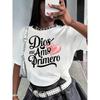 European Size Women'S Casual Olive Green T-Shirt with "Dios Me Amó Primero" Pink Heart Print - Short Sleeve, Round Neck T-shirt