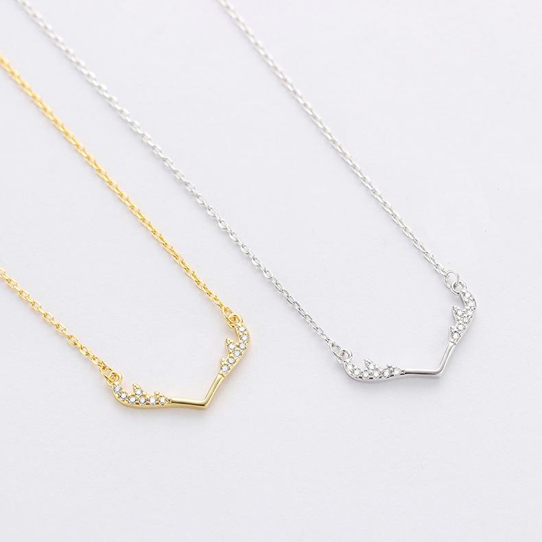 Antler Necklace with You All The Way Pendant Clavicle Chain Girl's Cute Best Friend N. Style