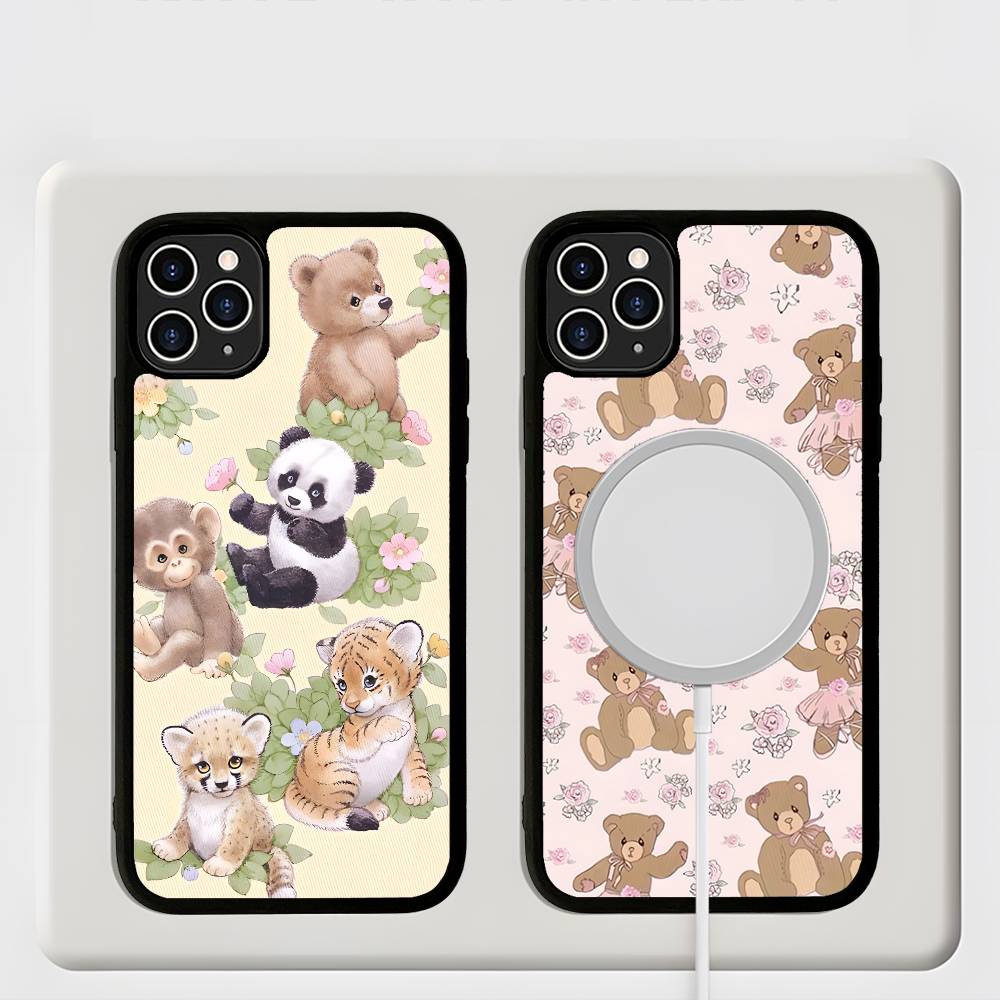 Wildflower Safari Babies Bear For Magsafe Phone Case For IPhone 17 Air 16 15 14 13 12 11 Pro Max Plus Shockproof Cover