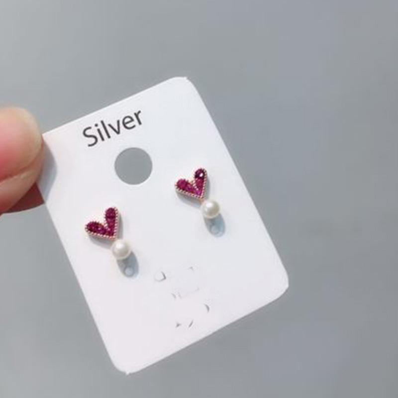 Women Fashion Pink Zircon Love Shape Delicate Earrings