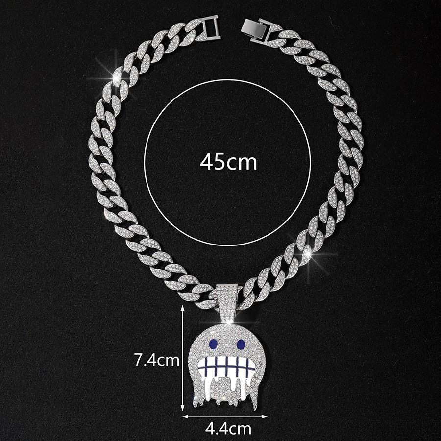 Alloy Supply Hip Hop Cuban Chain Full Diamond Coldfaceemoji Emoji Pendant Jewelry