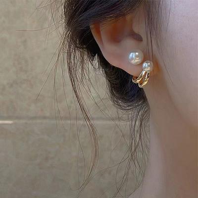 2021 Korean Luxury Pearl Earrings For Women  Simple Pearl Stud Ear Clip