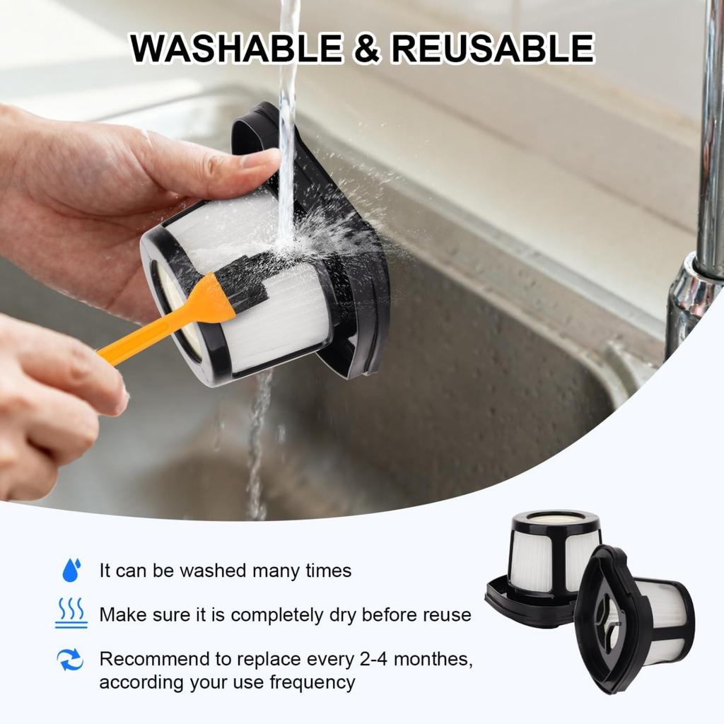 Hepa Filter Replacement Compatible with Bissell Pet Hair Eraser Hand Vacuum 2390A, 2284W, 2390, 2579, 2389, Part # 1614212 1614203