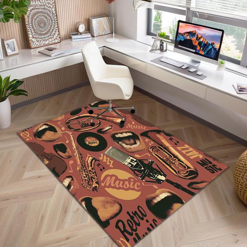 1Pc Musical elements Printed circular carpet, home door mat, outdoor travel protection carpet A5