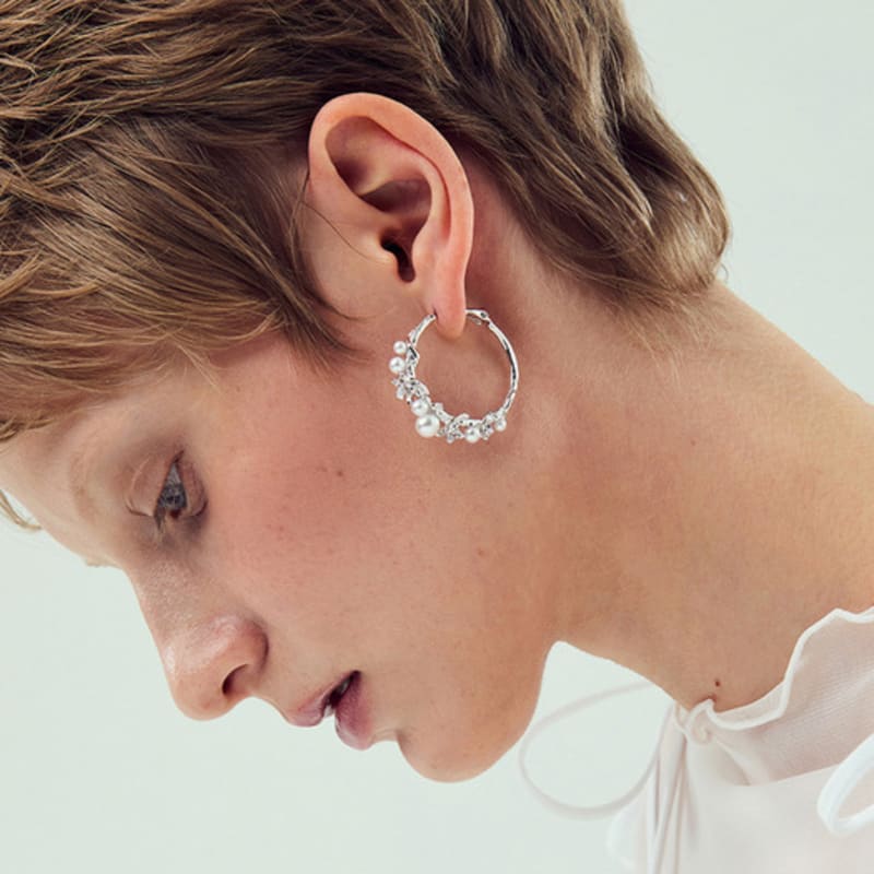 

FEVERISH Pearlblush Hoop Silver Earrings - 2 Sizes Standard